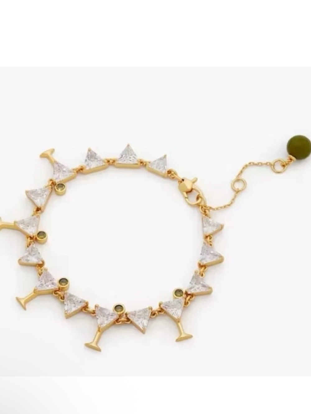 NEW Kate Spade Shaken Or Stirred Martini Tennis Crystal Olive Bracelet